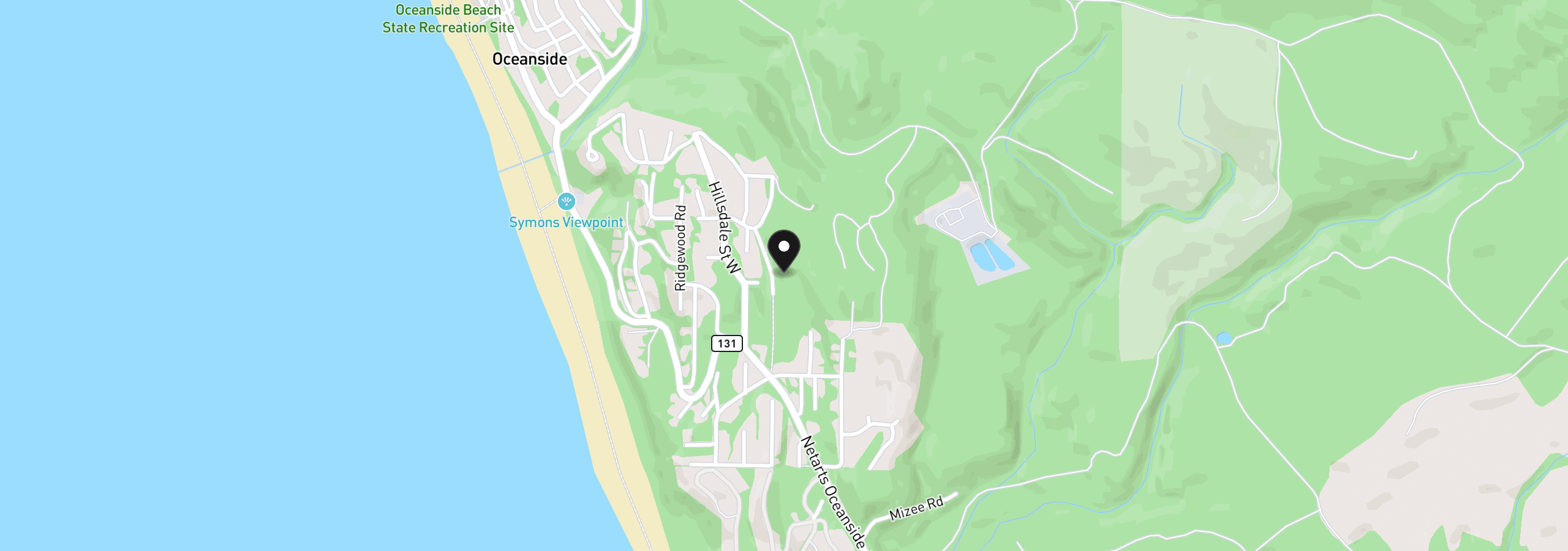Map showing the location of Manzanita, Oceanside, OR 97134