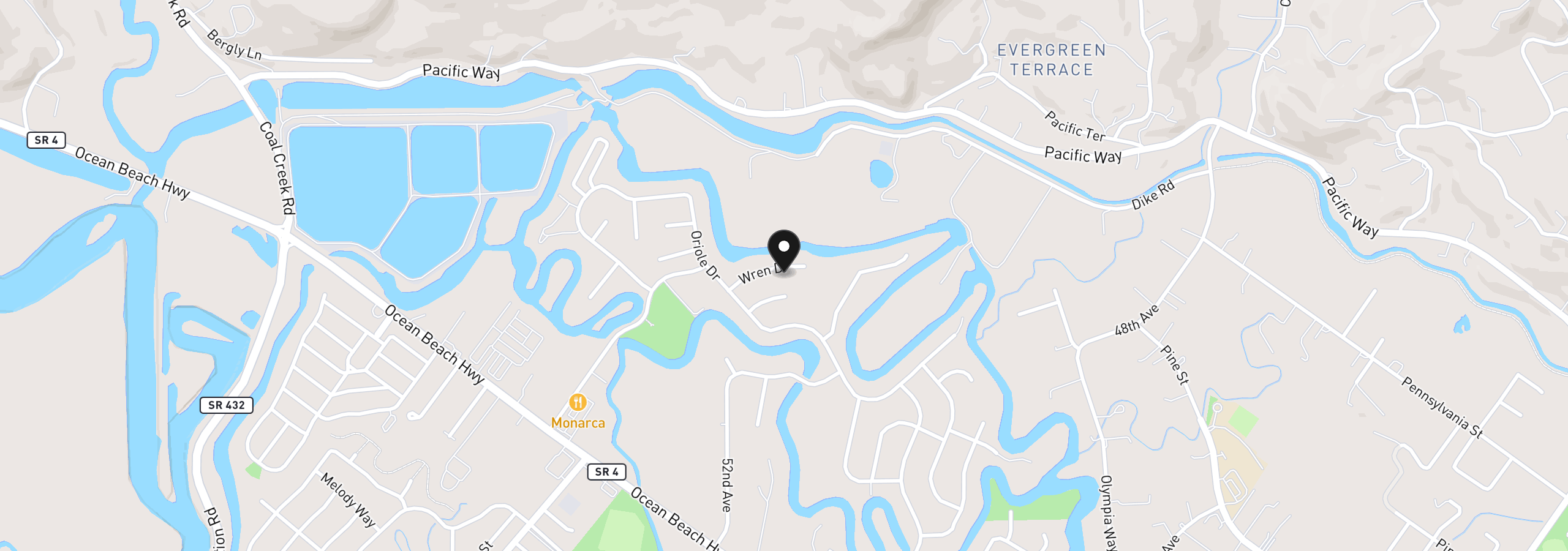 Map showing the location of 2326 Wren Dr, Longview, Wa 98632