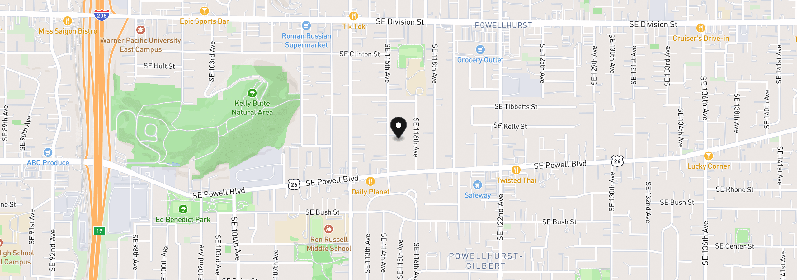 Map showing the location of 3282 SE 115th Ave, Portland, OR 97266