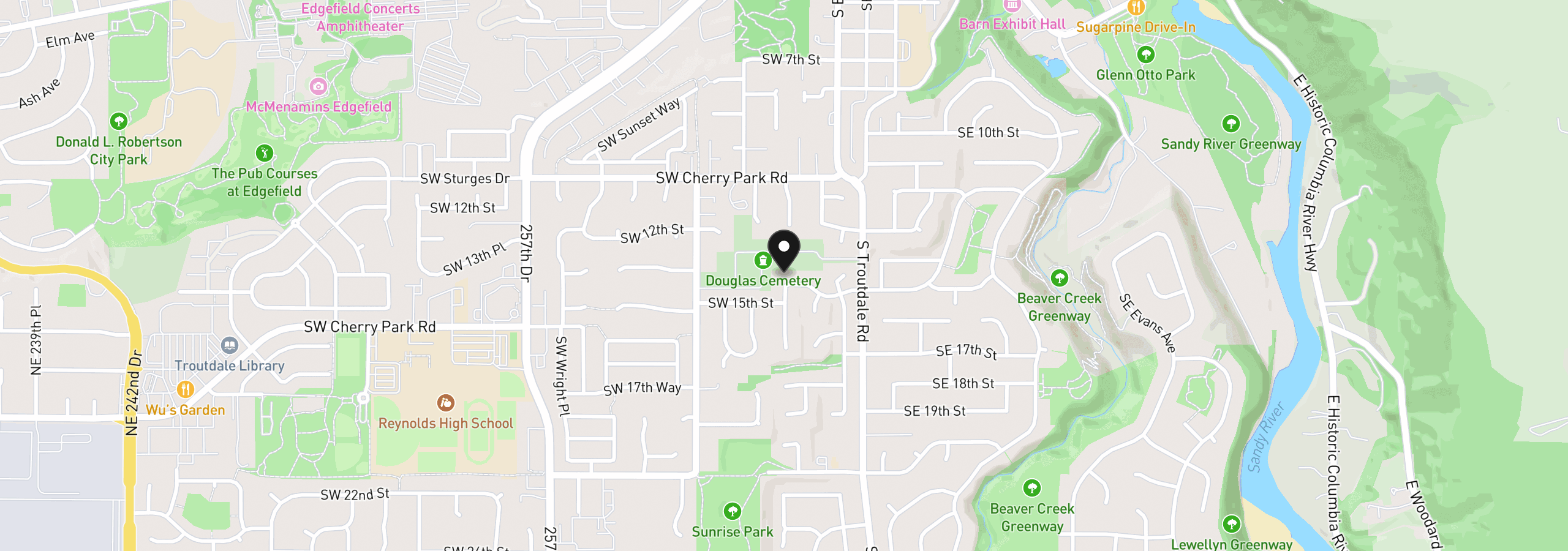 Map showing the location of 437 SW Chapman Ave, Troutdale, OR 97060