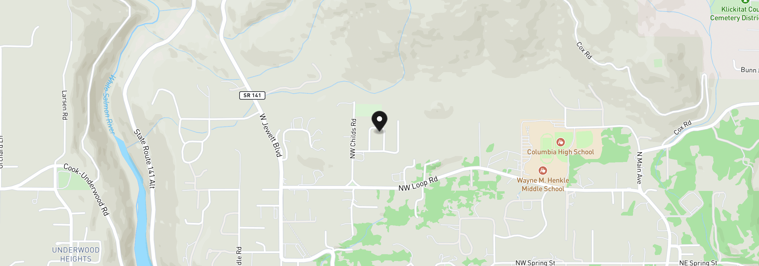 Map showing the location of 1440 NW Elton Dr, White Salmon, Wa 98672