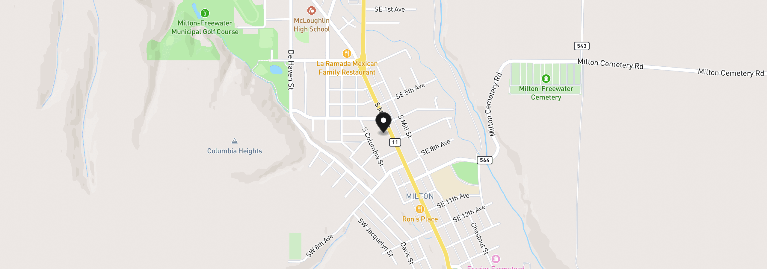 Map showing the location of 622 S Main St, Milton-Freewater, OR 97862