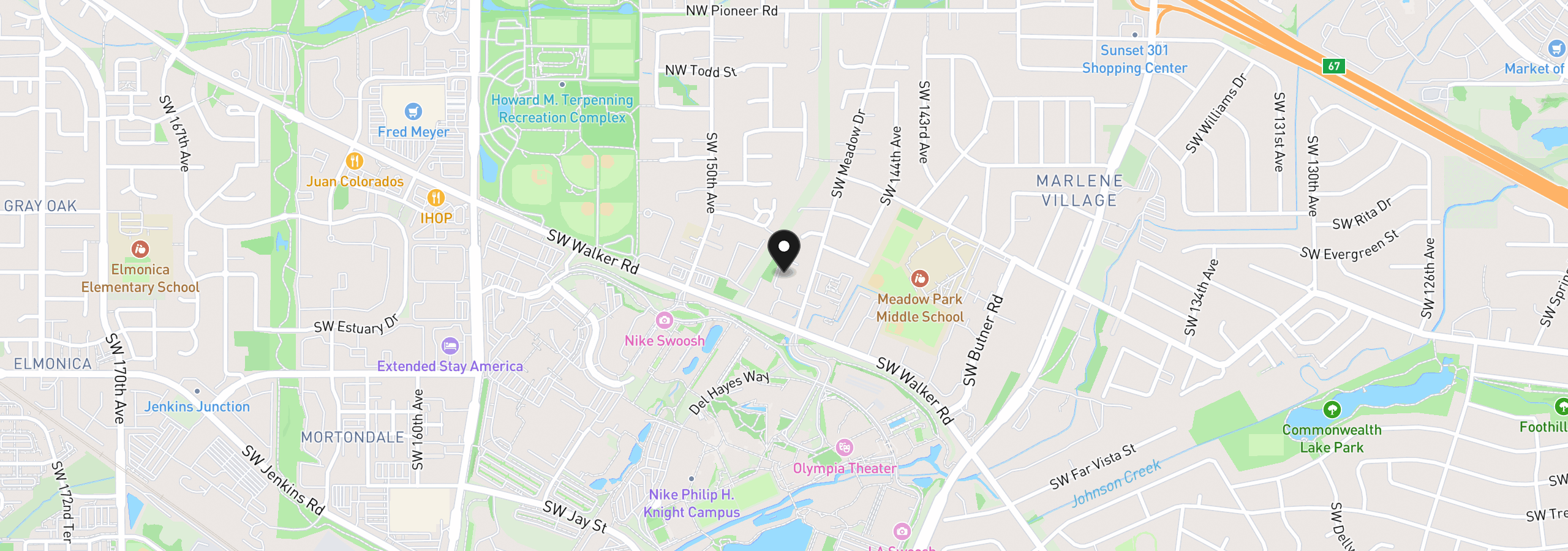 Map showing the location of 668 SW Dillan Dr, Beaverton, OR 97006