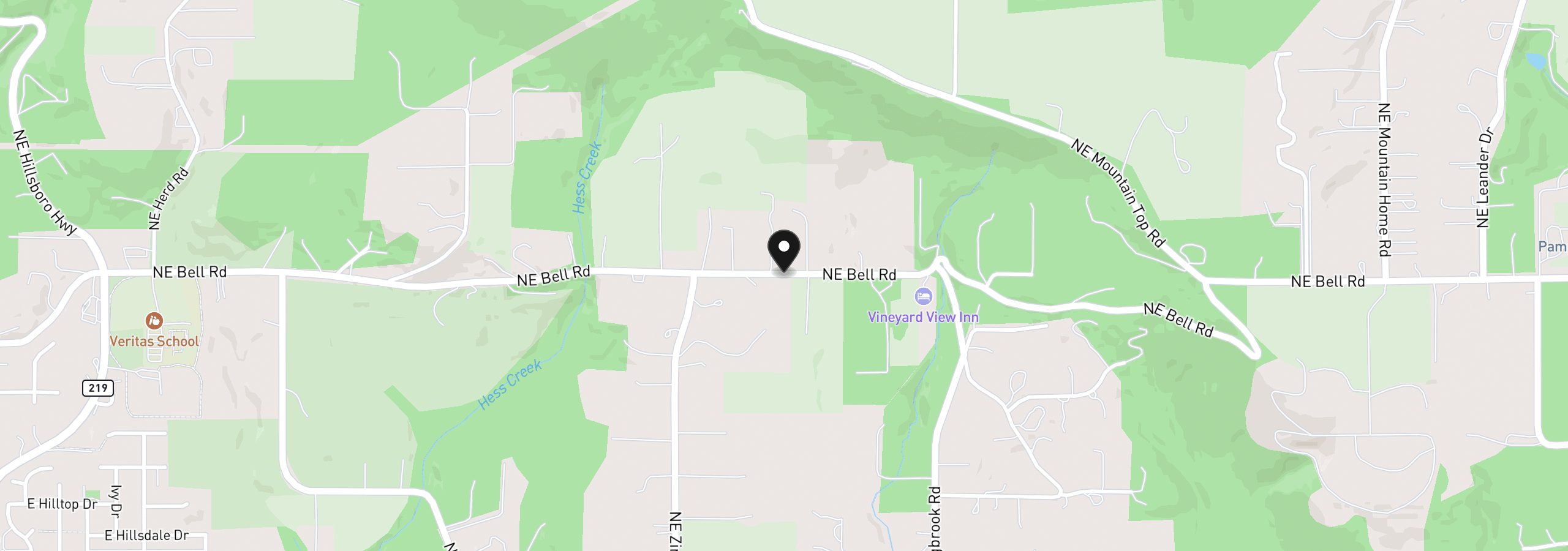 Map showing the location of 28410 NE Bell Rd, Newberg, OR 97132