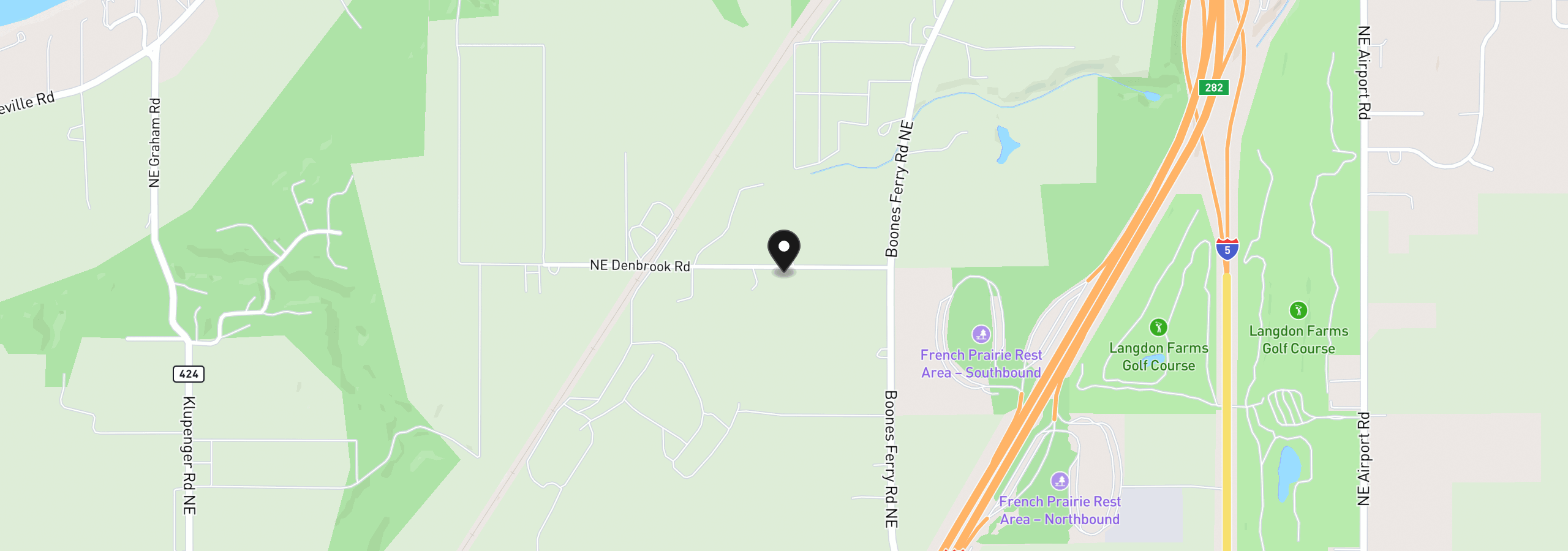 Map showing the location of 13528 NE Denbrook Rd, Aurora, OR 97002