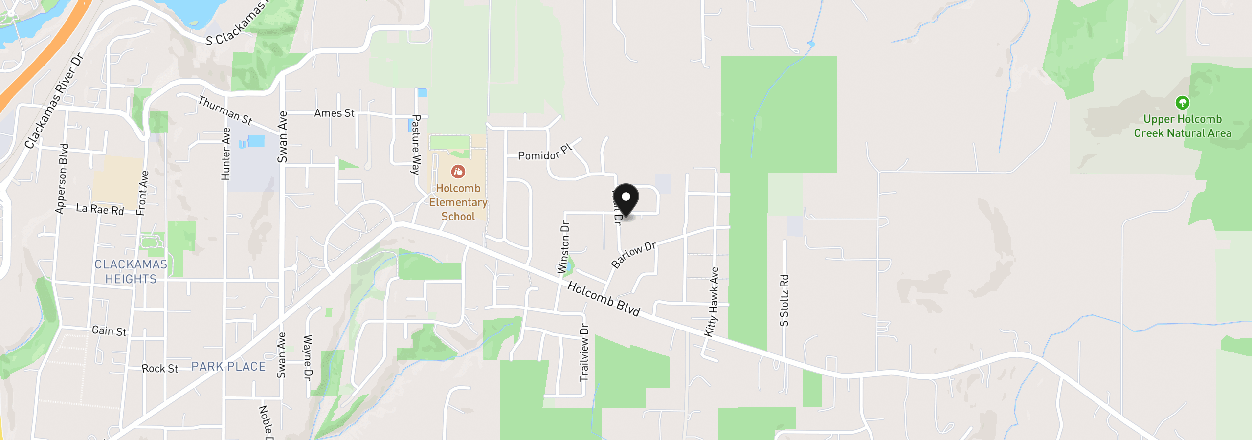 Map showing the location of 16110 Trail Dr, Oregon City, OR 97045