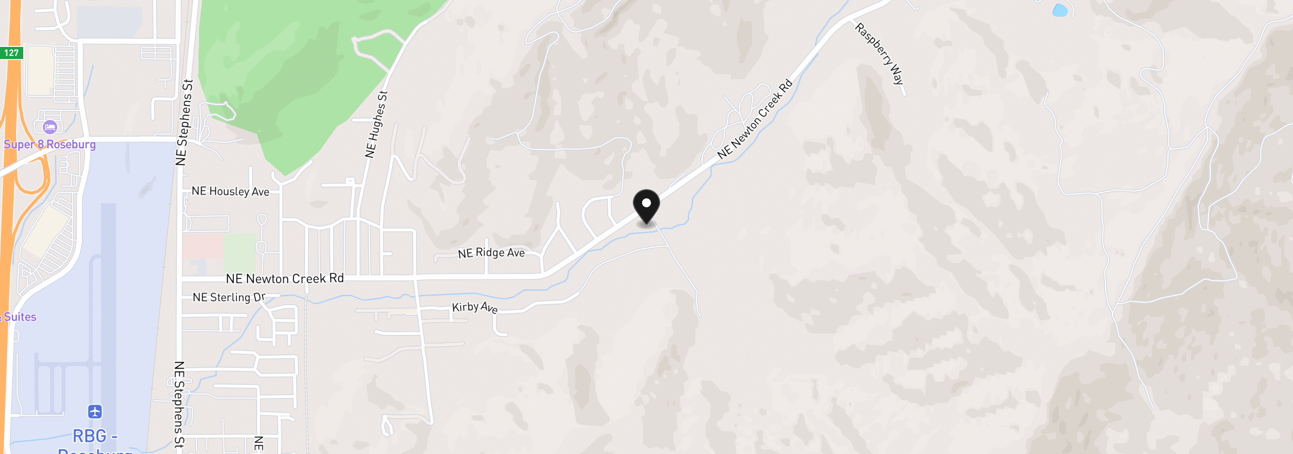 Map showing the location of NE Newton Creek Dr, Roseburg, OR 97470