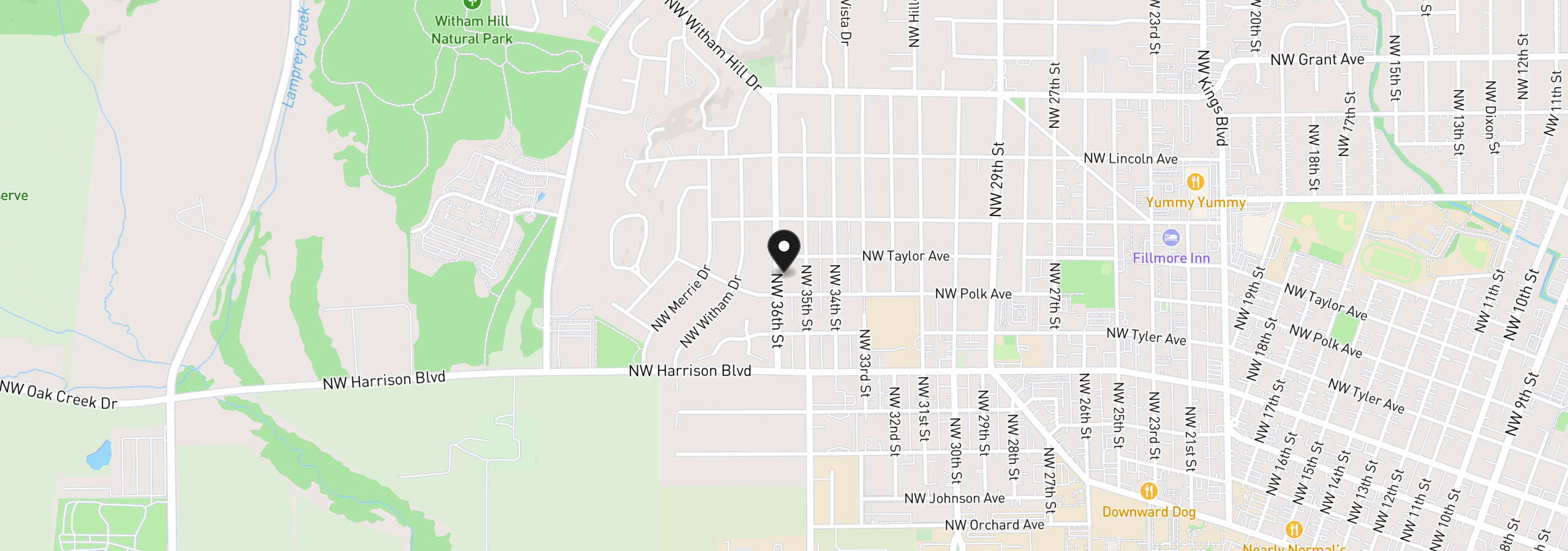 Map showing the location of 625 NW 36th St, Corvallis, OR 97330