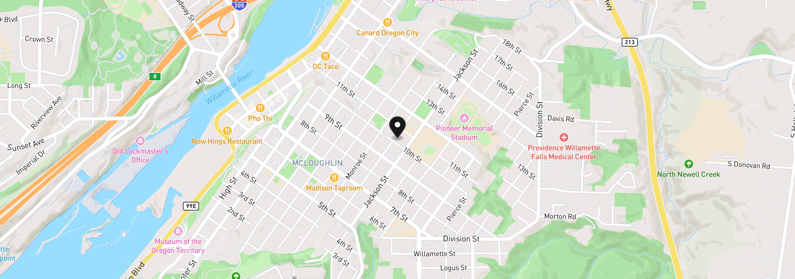 Map showing the location of 1002 Jq Adams St, Oregon City, OR 97045
