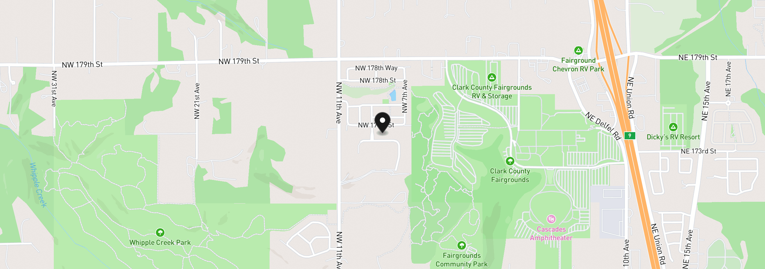 Map showing the location of 814 NW 173rd Cir, Ridgefield, Wa 98642