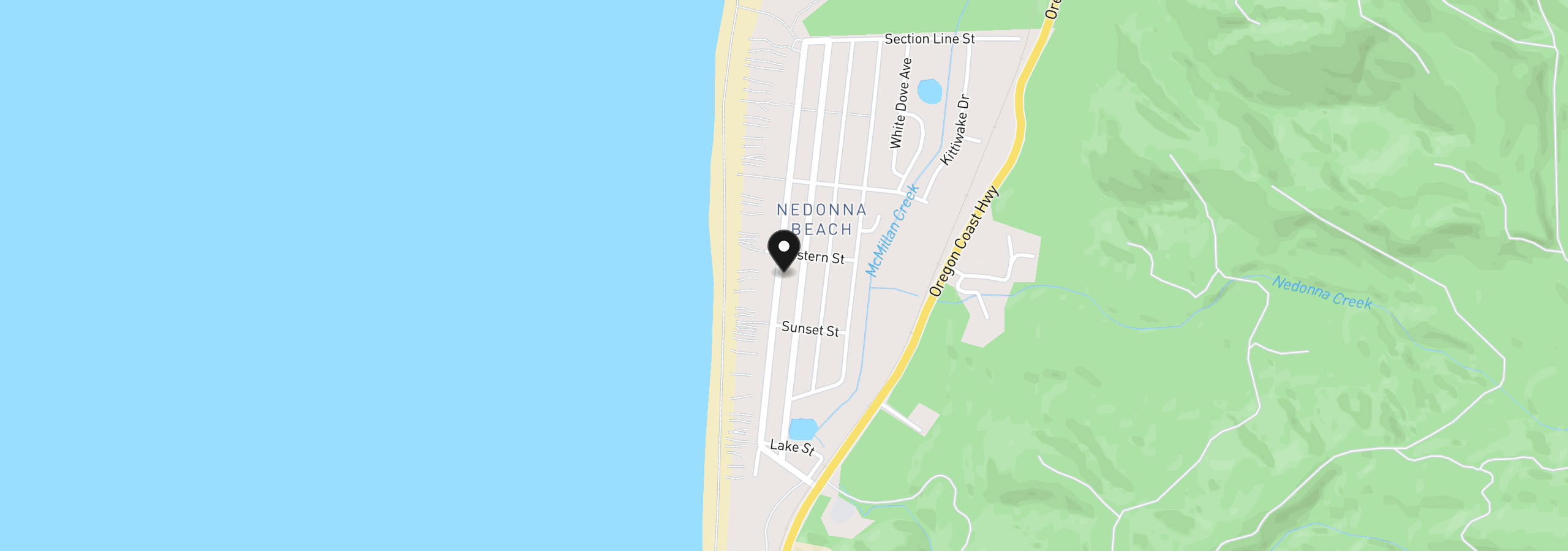 Map showing the location of 26135 Beach Dr, Rockaway Beach, OR 97136