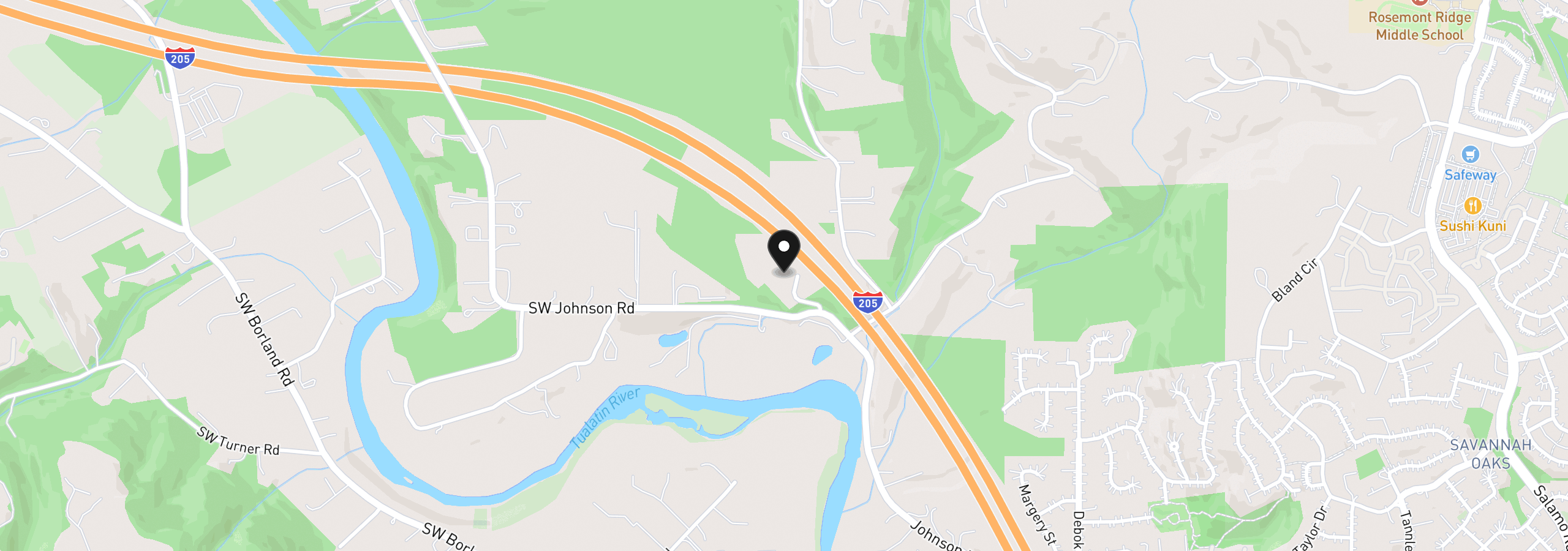 Map showing the location of 22885 S Tendril Ln, West Linn, OR 97068