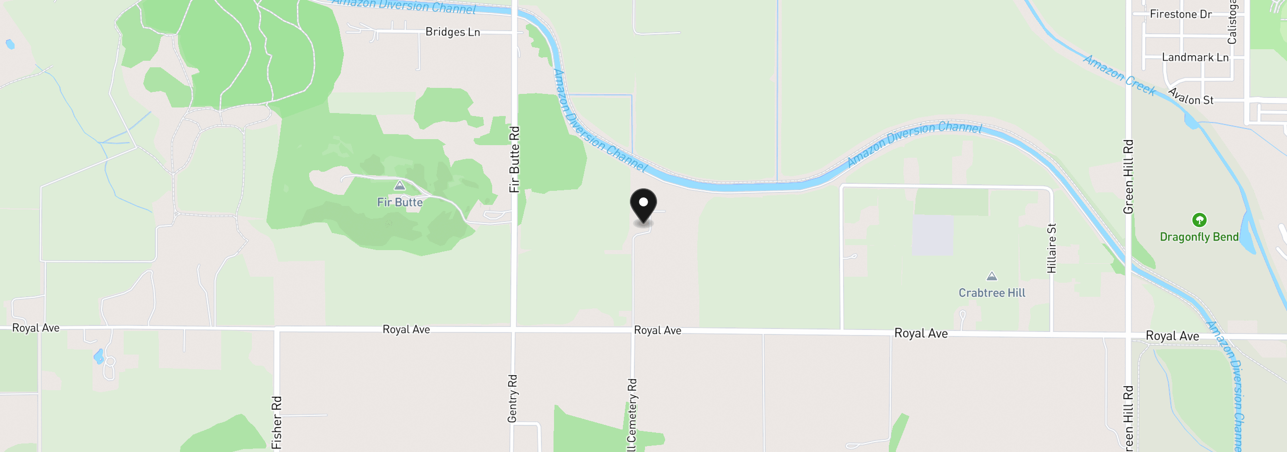 Map showing the location of 28393 Royal Ave, Eugene, OR 97402