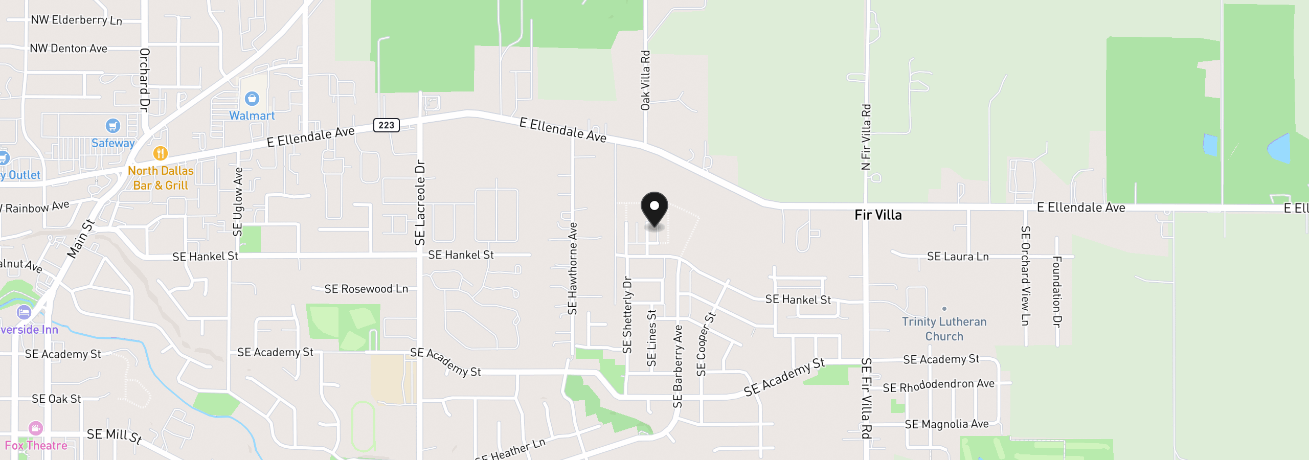 Map showing the location of 354 SE Kitzmiller Dr, Dallas, OR 97338