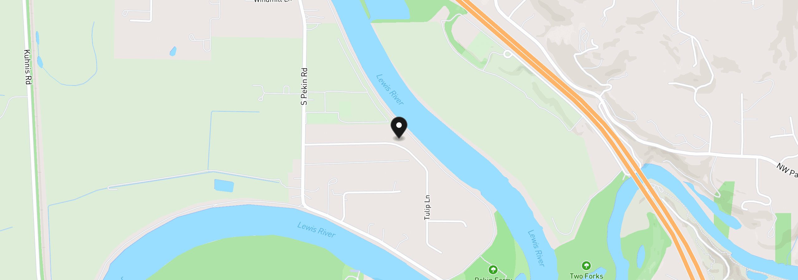 Map showing the location of 408 Tulip Ln, Woodland, Wa 98674