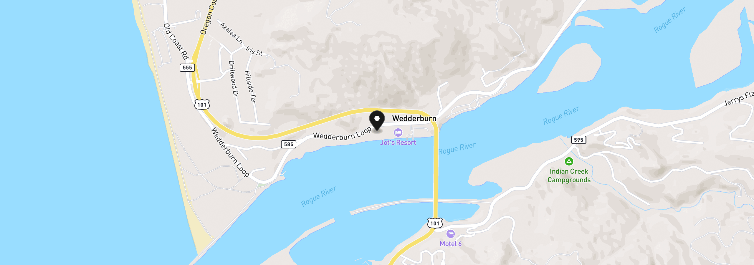 Map showing the location of 94304 Wedderburn Loop 429, Gold Beach, OR 97444