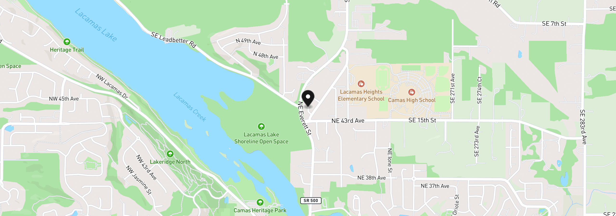 Map showing the location of 445 NE 43rd Cir, Camas, Wa 98607