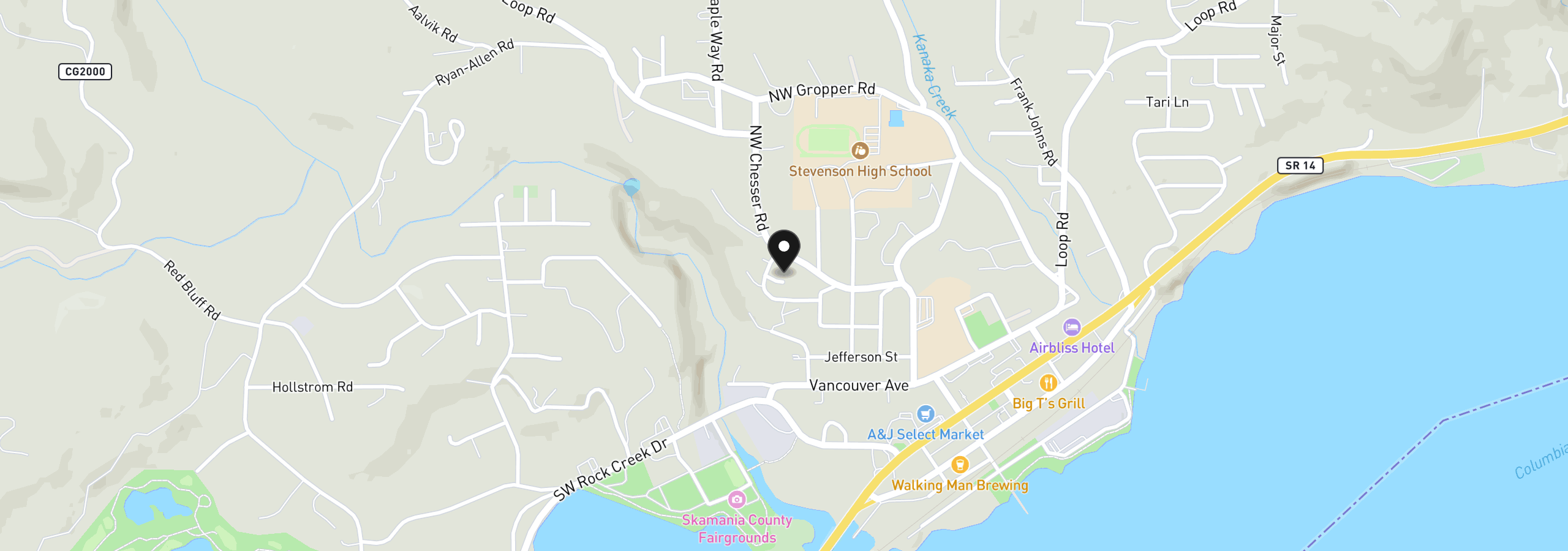 Map showing the location of 503 NW Belaire St, Stevenson, Wa 98648