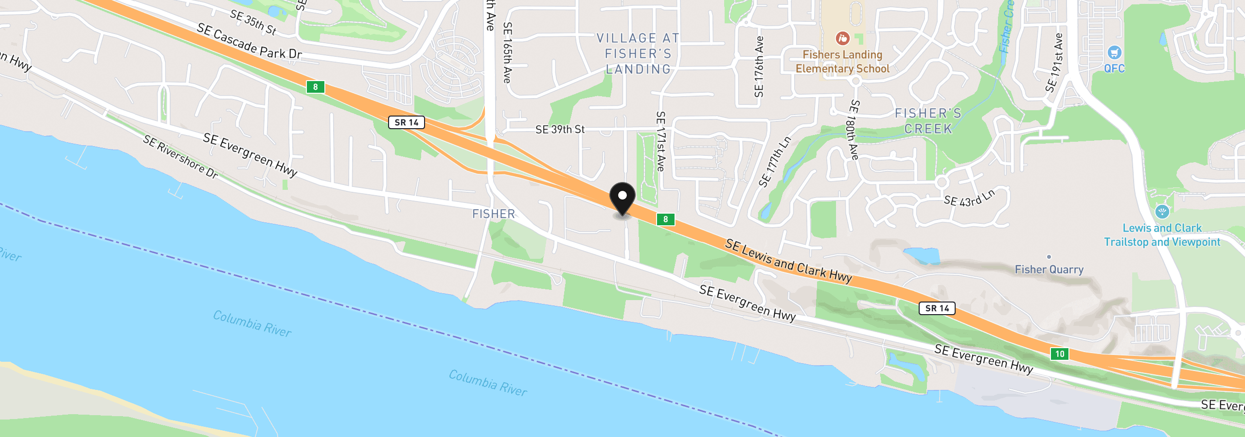 Map showing the location of 4400 SE 169th Ct, Vancouver, Wa 98683