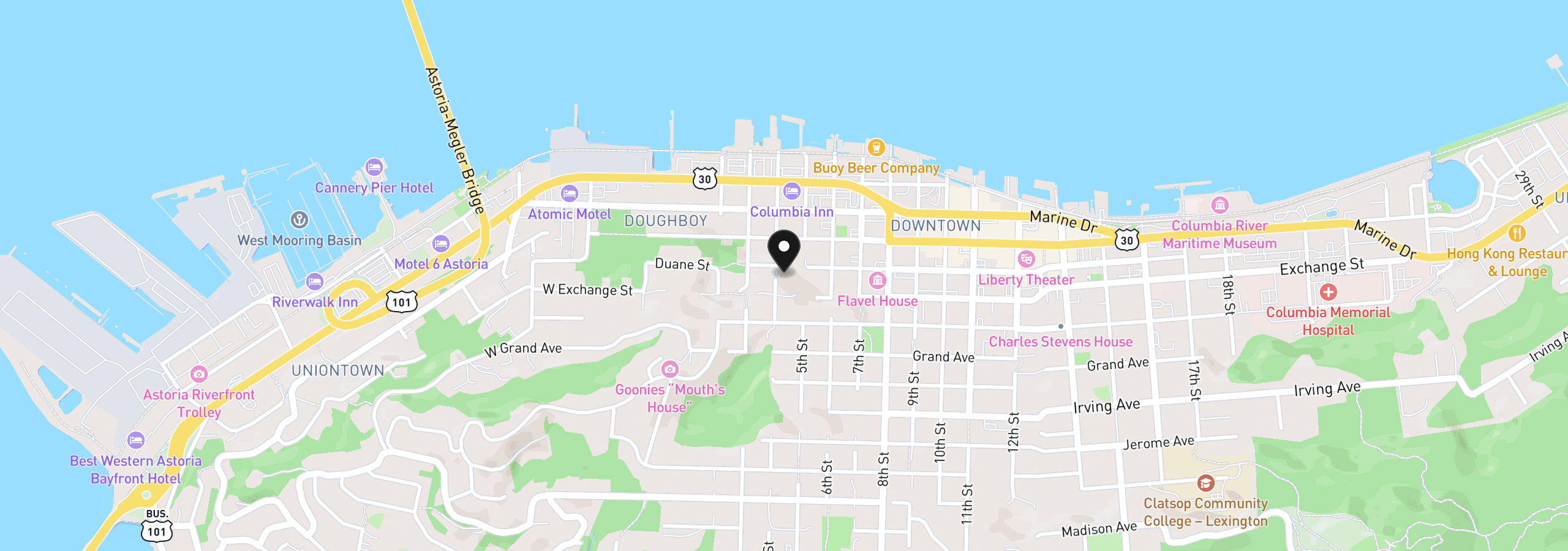 Map showing the location of Vl Duane St, Astoria, OR 97103