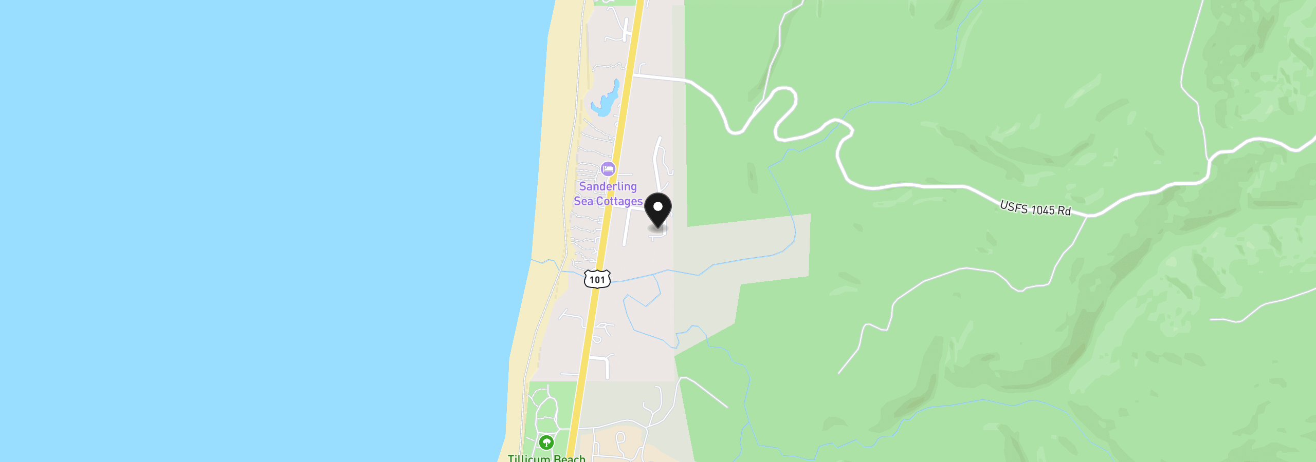Map showing the location of 7376 SW Burl Dr, Waldport, OR 97394