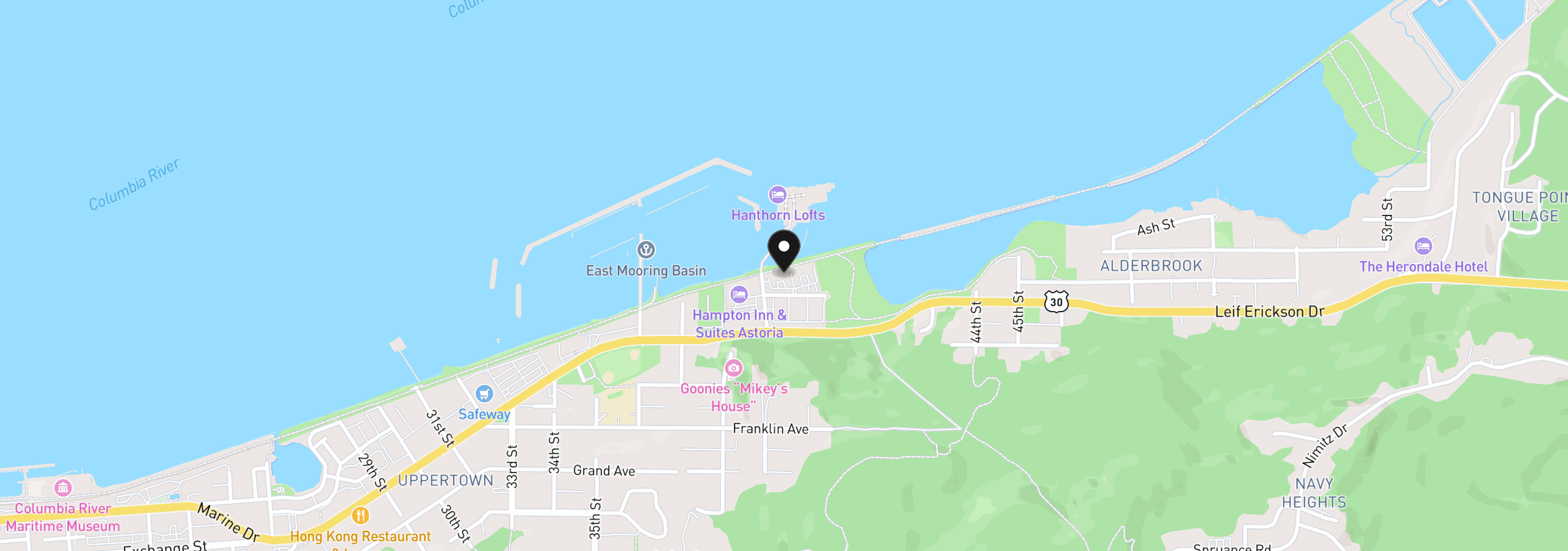 Map showing the location of 3930 Abbey Ln A408, Astoria, OR 97103