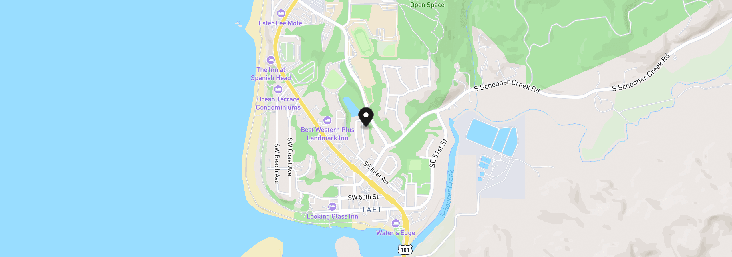 Map showing the location of 4396 SE Heron Loop, Lincoln City, OR 97367