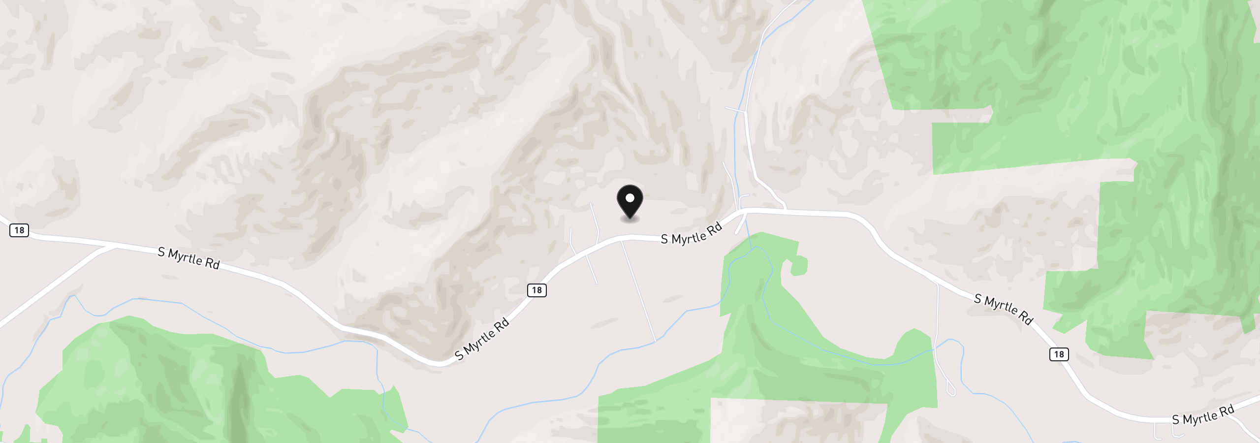 Map showing the location of 100 Opossum Ln, Myrtle Creek, OR 97457