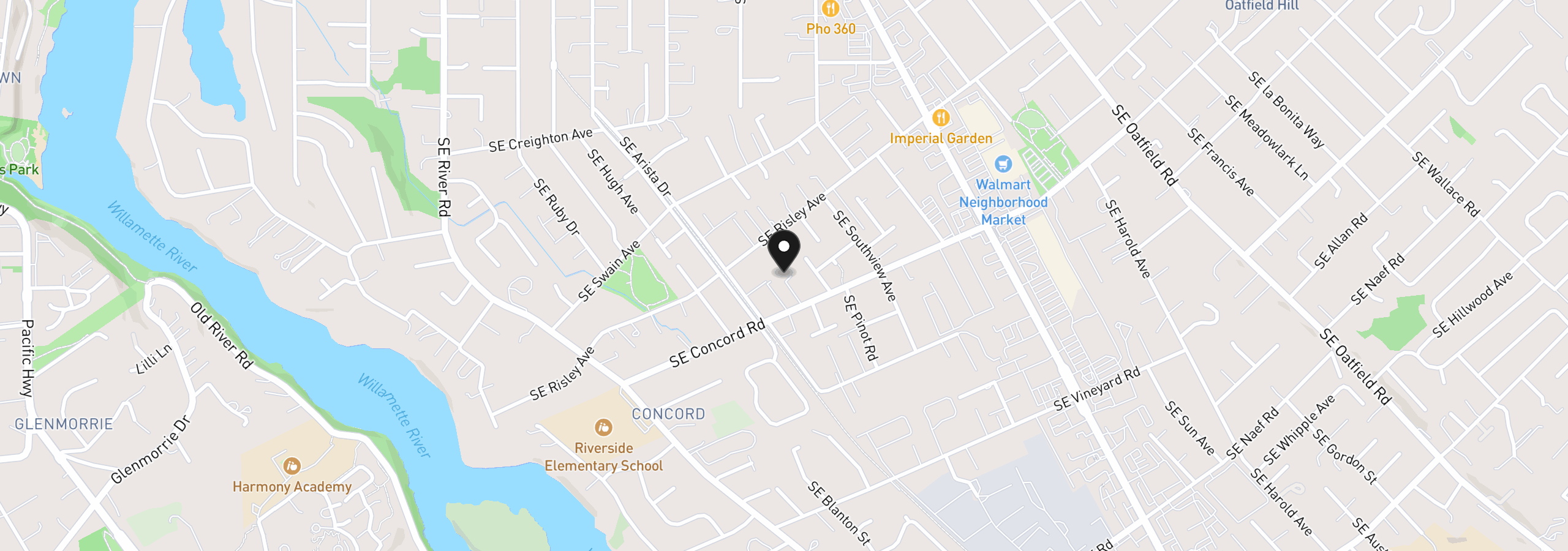 Map showing the location of 3001 SE Concord Rd, Milwaukie, OR 97267