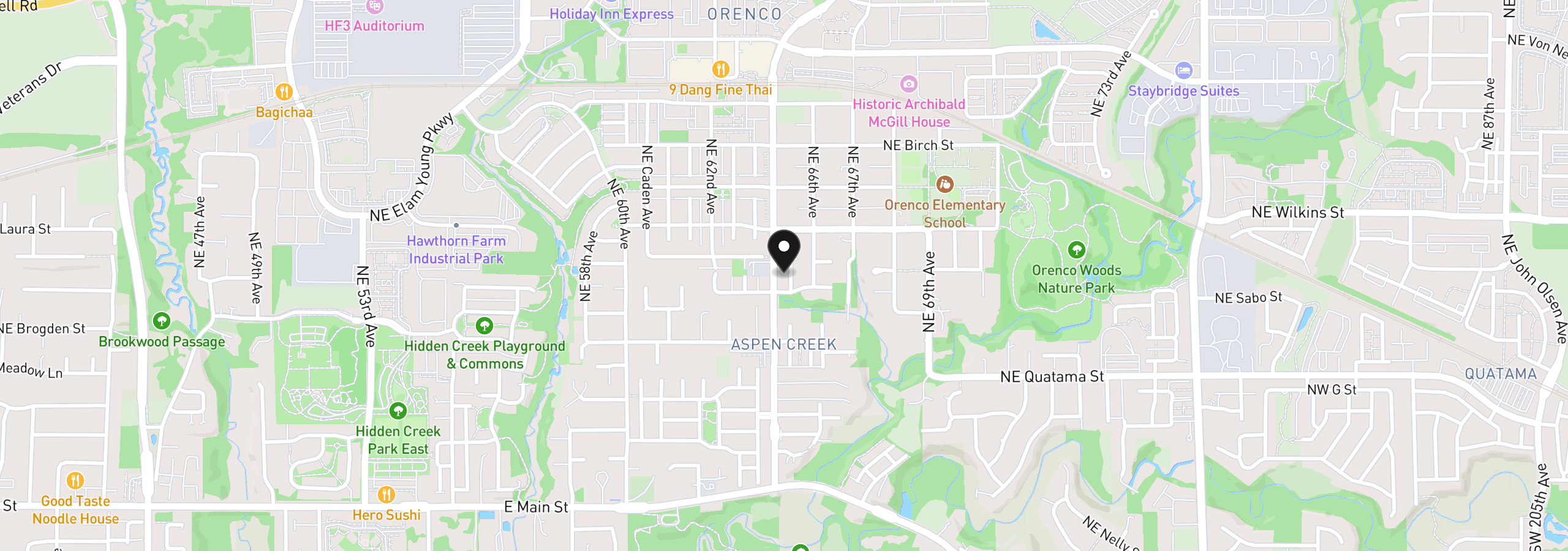Map showing the location of 731 NE 65th Ct, Hillsboro, OR 97124