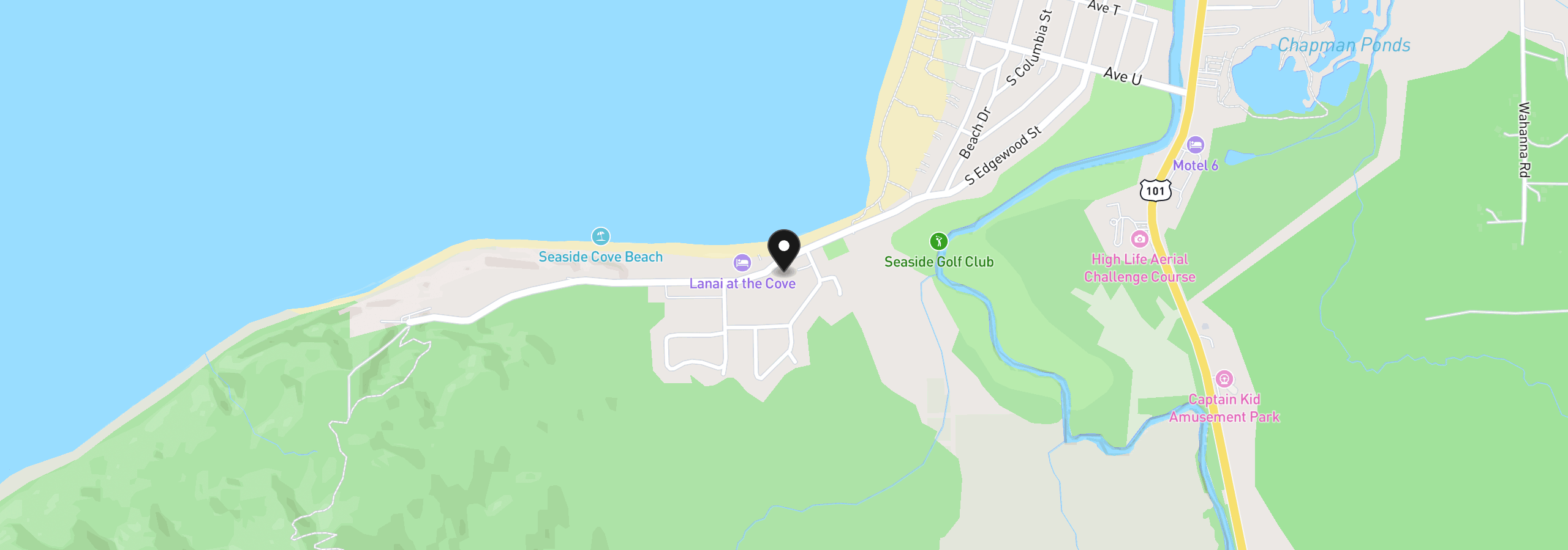 Map showing the location of 2977 Sunset Blvd, Seaside, OR 97138