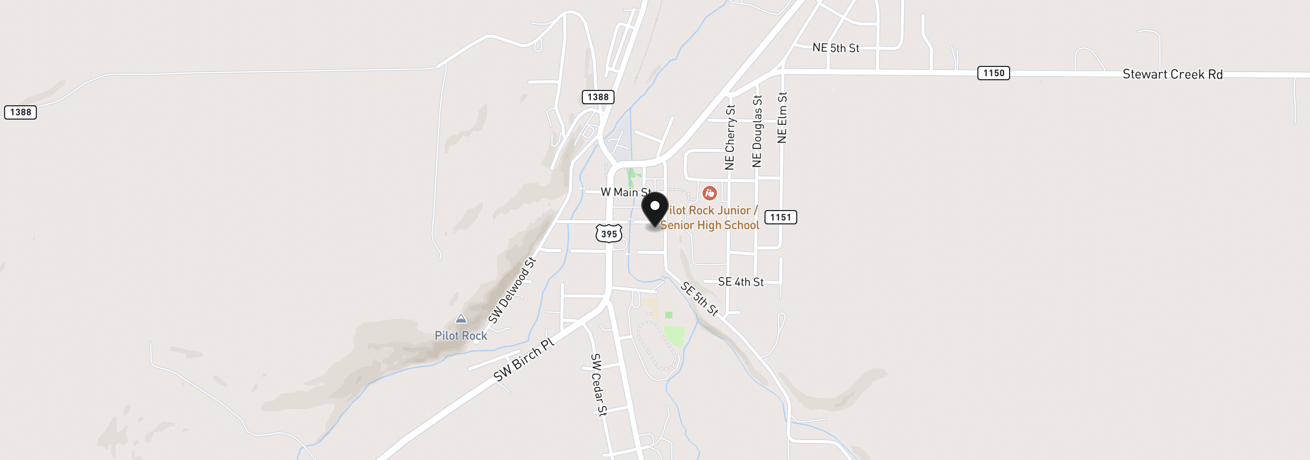 Map showing the location of 112 SW 2nd St, Pilot Rock, OR 97868