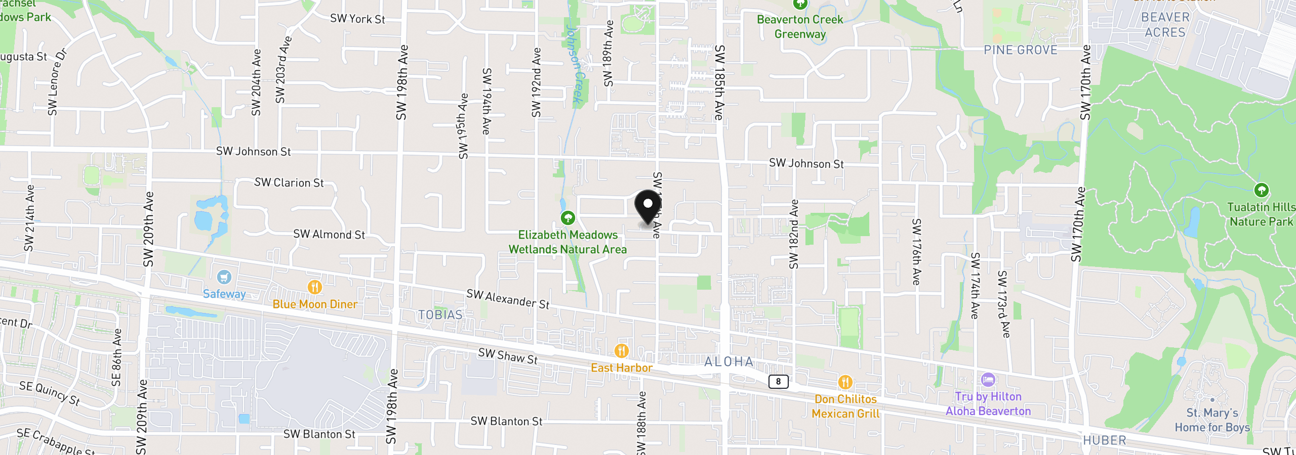 Map showing the location of 2955 SW 187th Ave, Beaverton, OR 97003