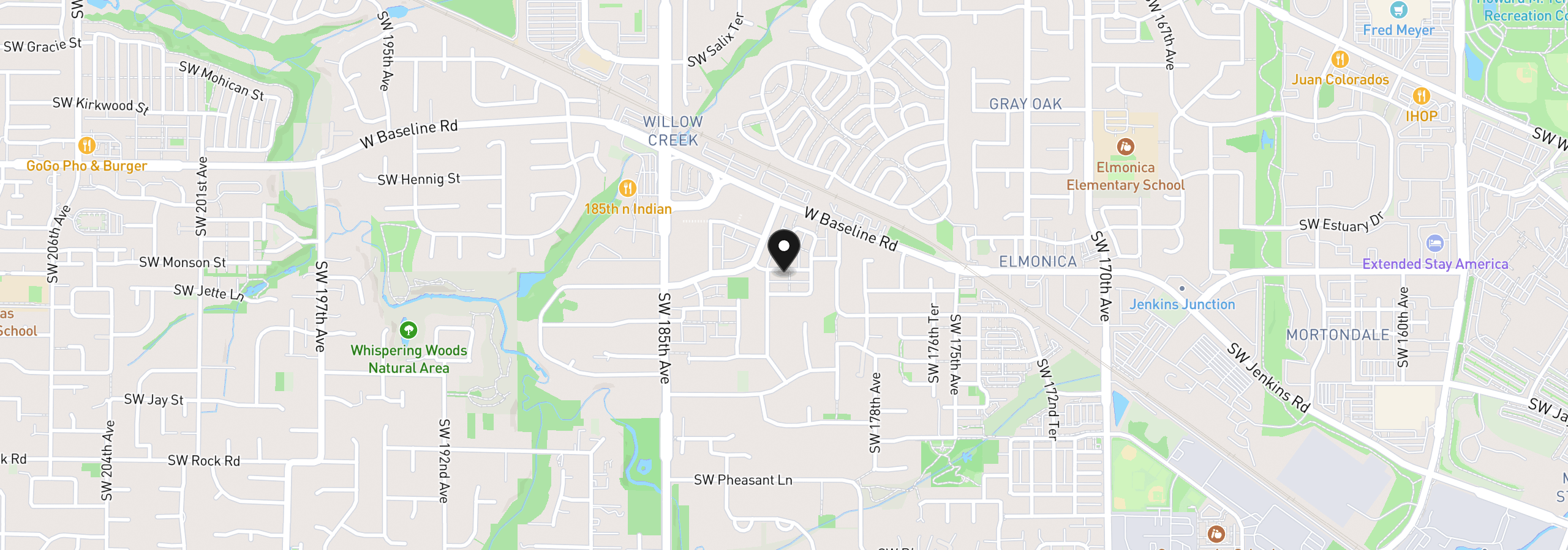 Map showing the location of 18102 SW Haggerty Ln, Beaverton, OR 97003