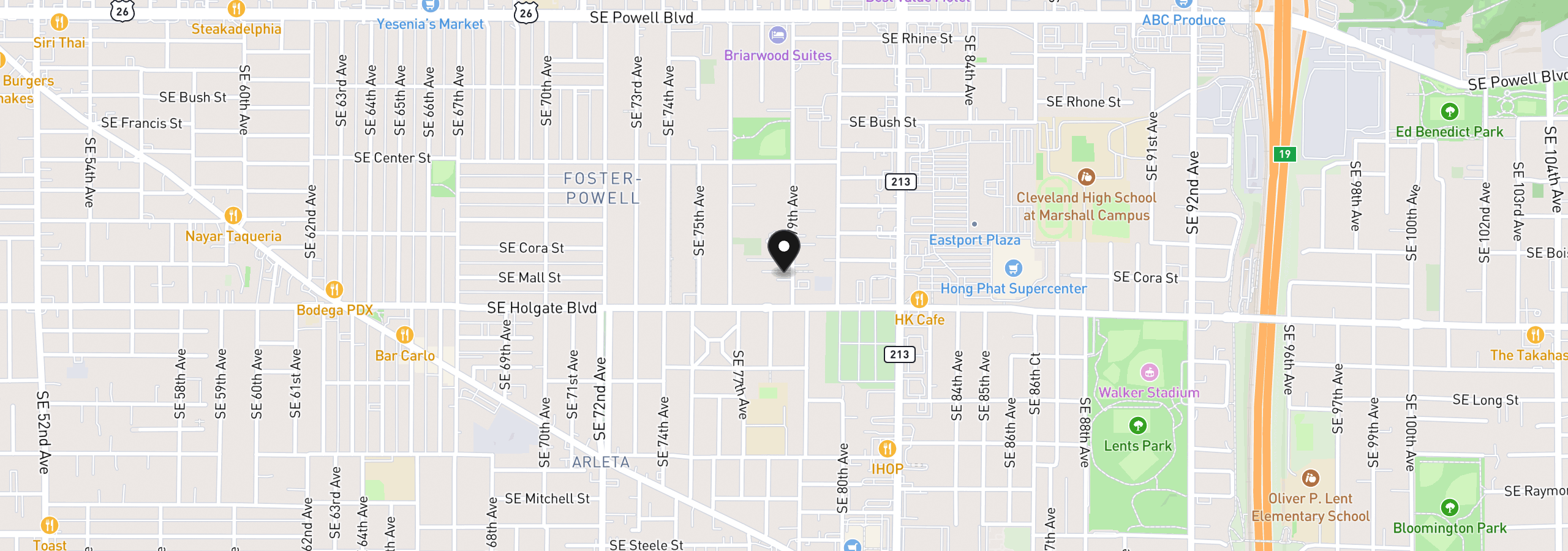 Map showing the location of 4335 SE 79th Ave, Portland, OR 97206