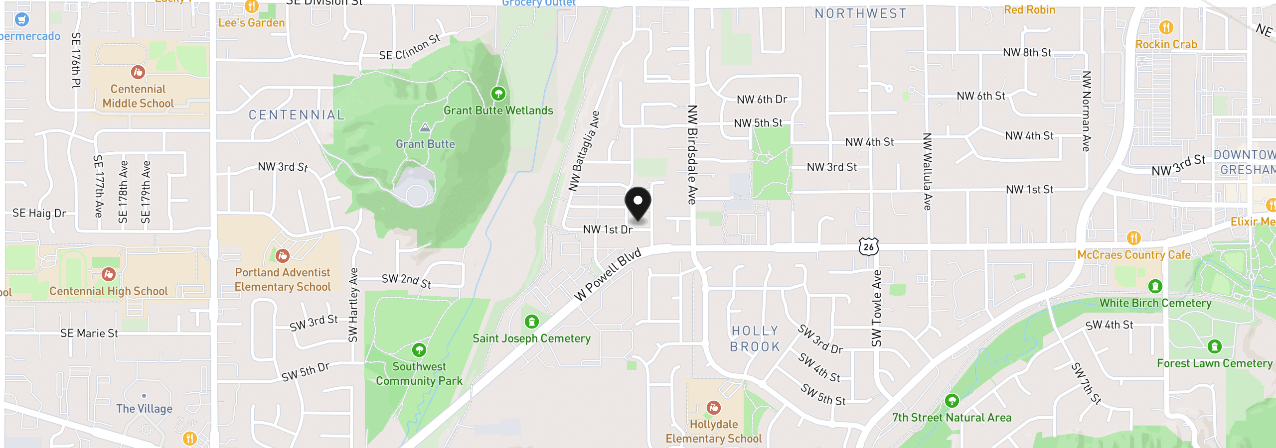 Map showing the location of 2477 NW 1st Dr, Gresham, OR 97030