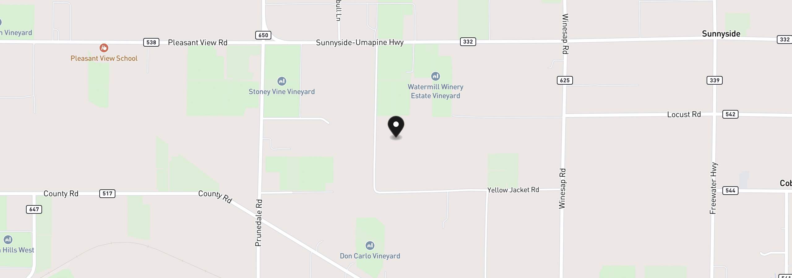 Map showing the location of 00 Yellowjacket Rd, Milton-Freewater, OR 97862