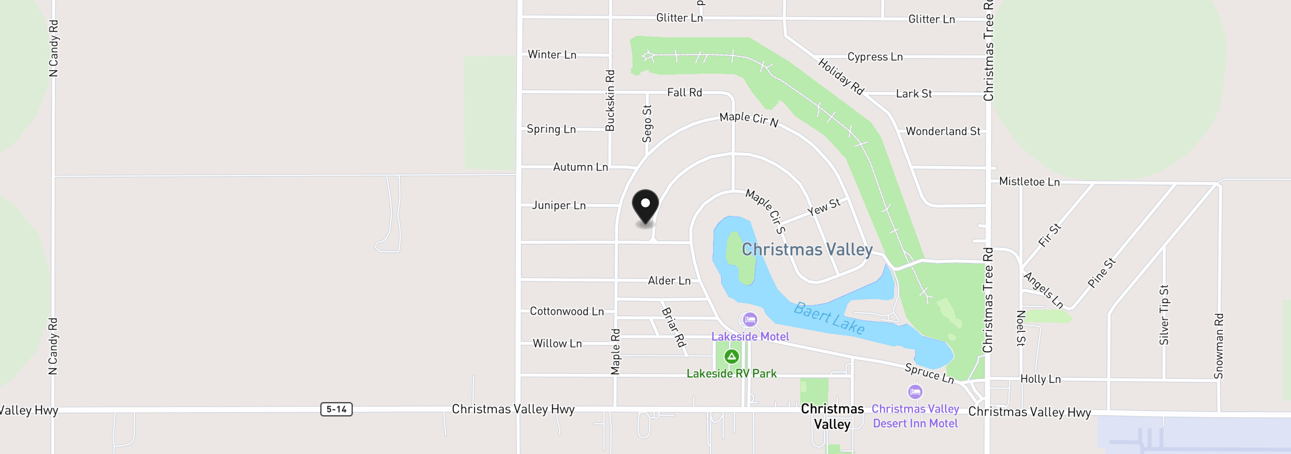 Map showing the location of Elm Ln 7000, Christmas Valley, OR 97641