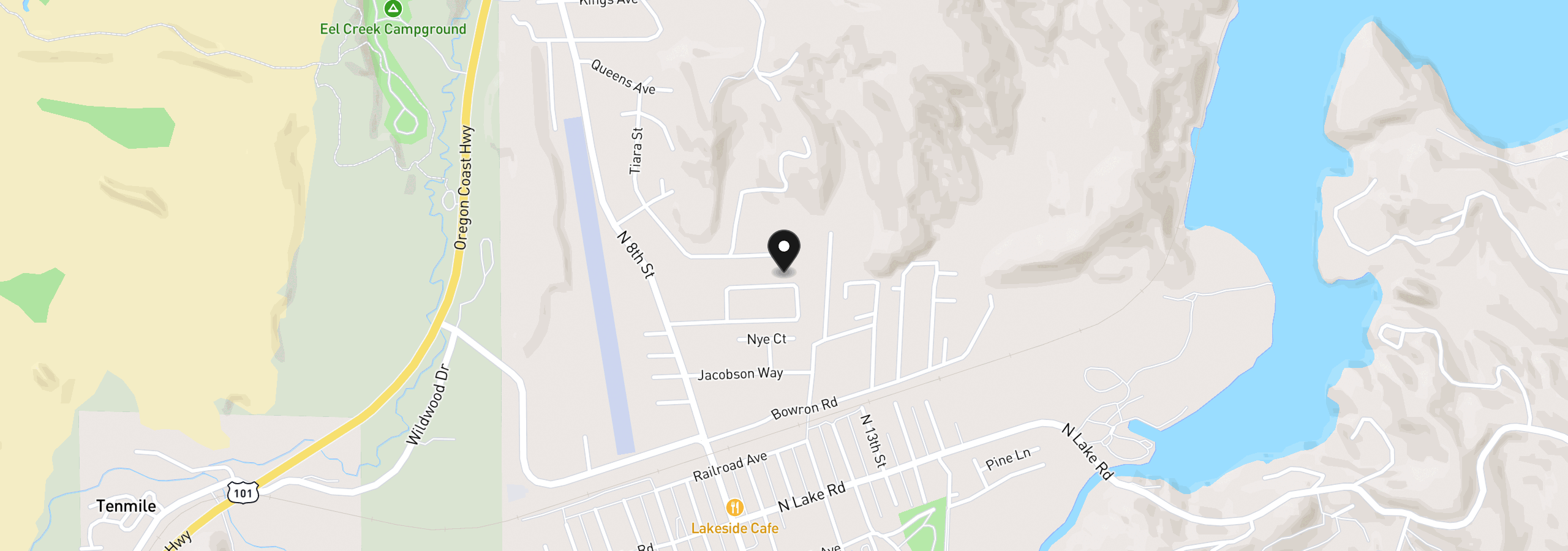 Map showing the location of 1060 Cedar Loop, Lakeside, OR 97449