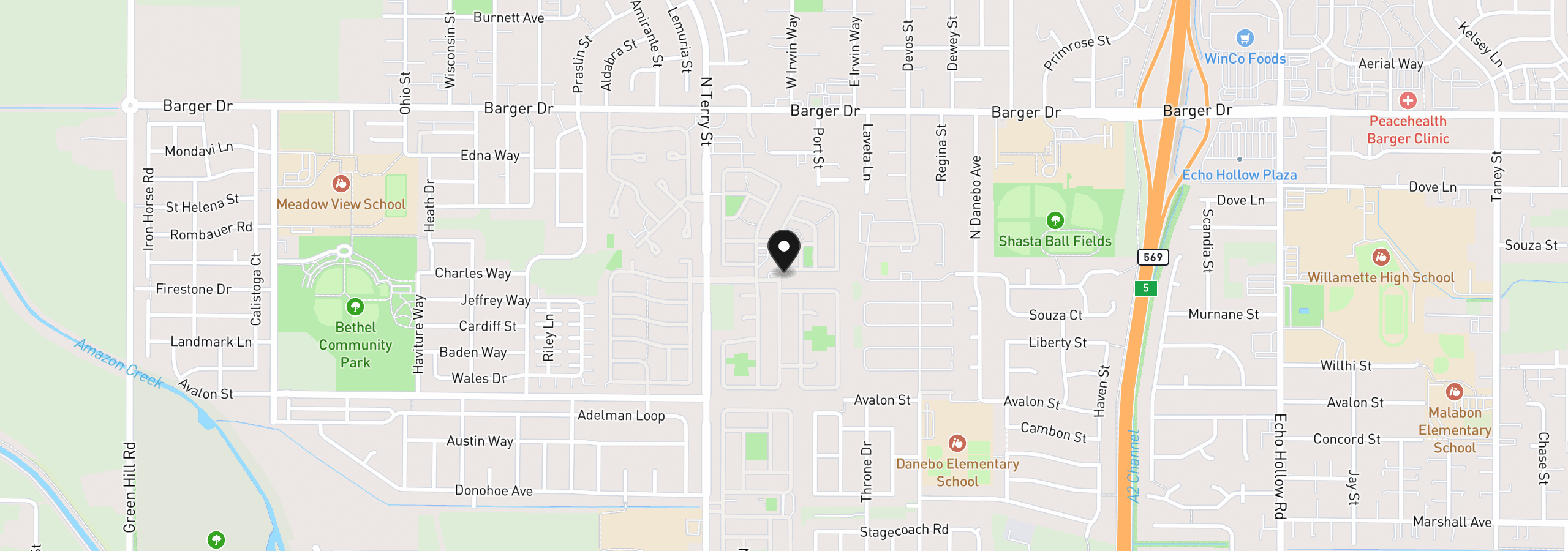 Map showing the location of 1699 N Terry St 272, Eugene, OR 97402
