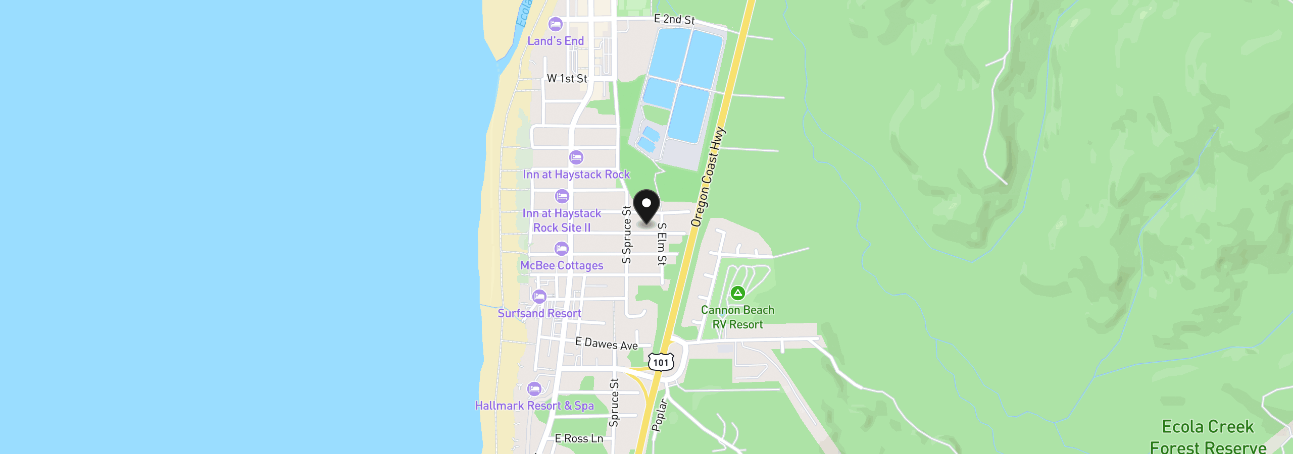 Map showing the location of 264 E Jackson St, Cannon Beach, OR 97110