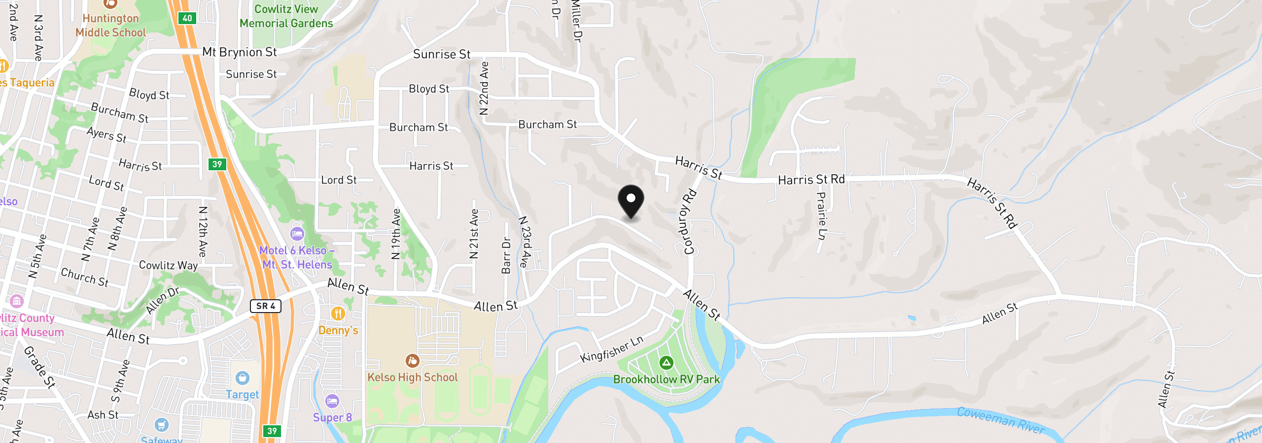 Map showing the location of 237 Crescent Dr, Kelso, Wa 98626