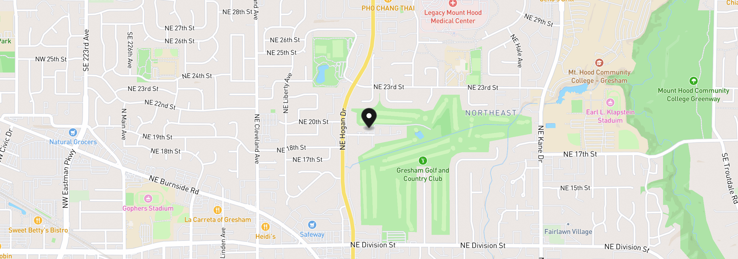 Map showing the location of 1929 NE 19th St, Gresham, OR 97030