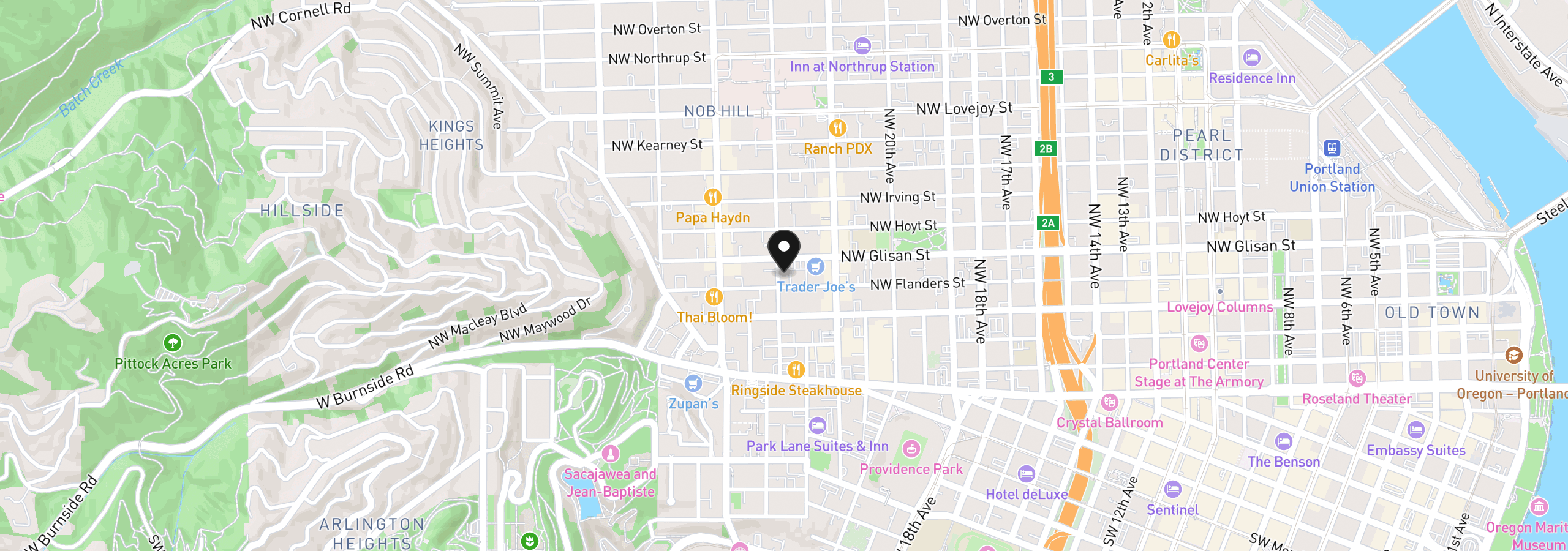 Map showing the location of 414 NW 22nd Ave, Portland, OR 97210
