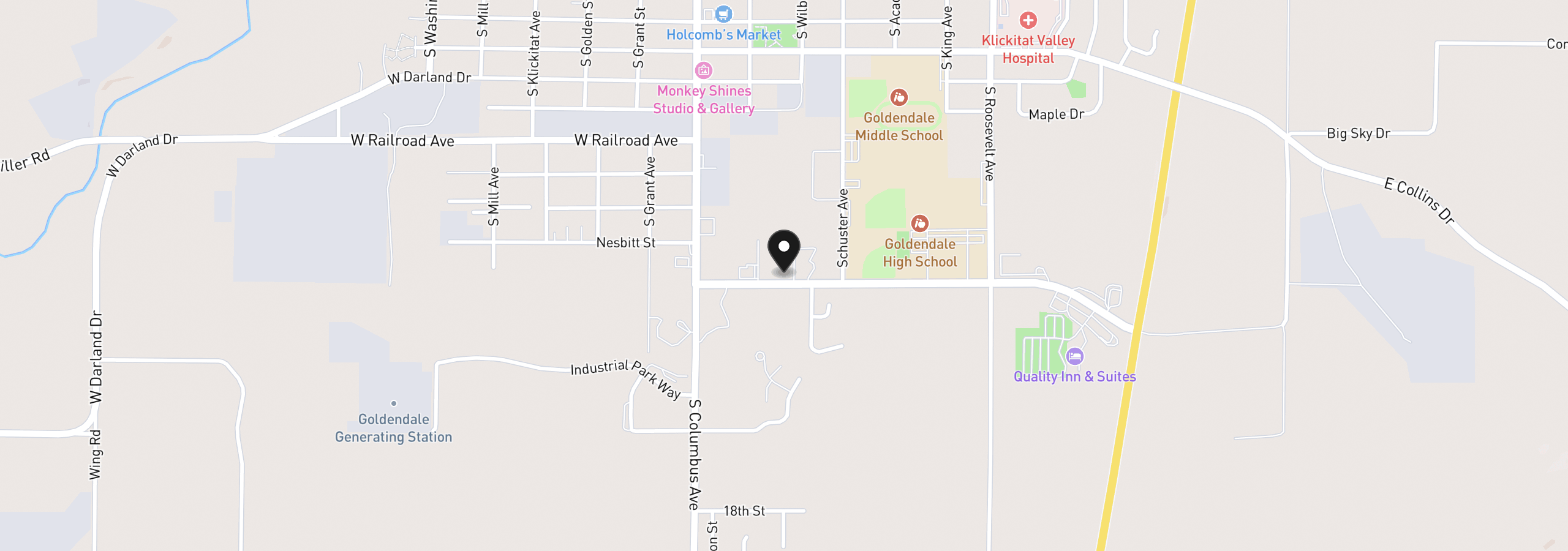Map showing the location of 200 Simcoe Dr, Goldendale, Wa 98620