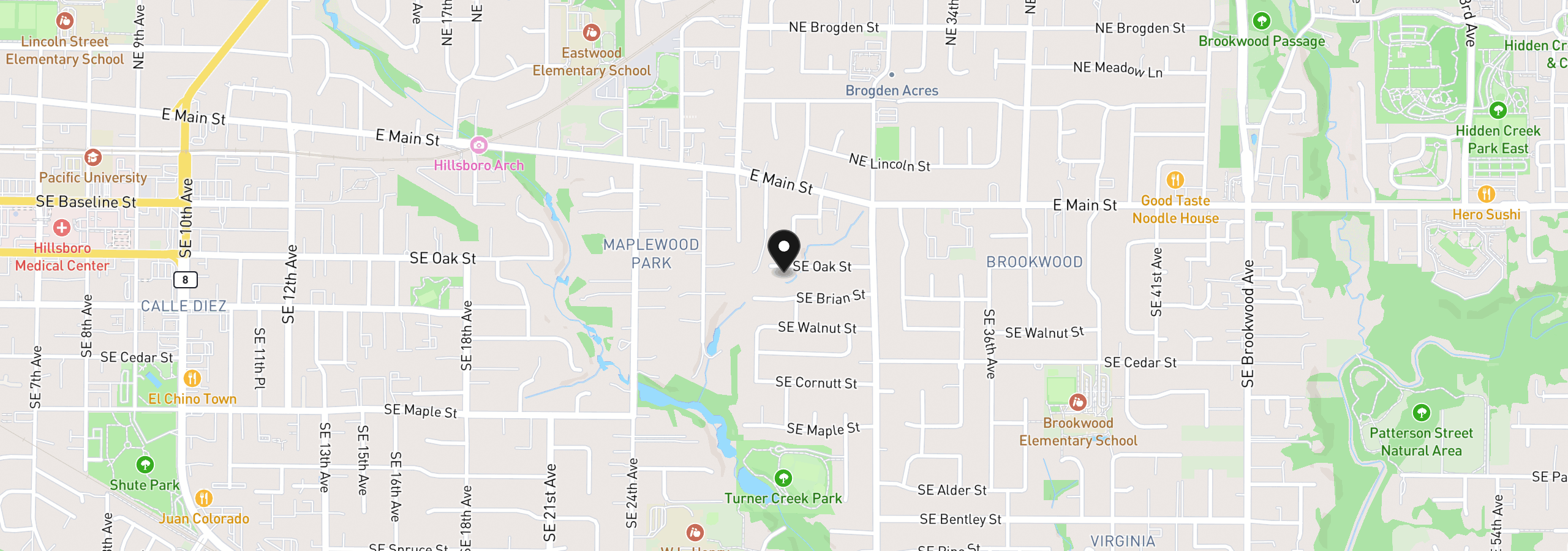 Map showing the location of 2940 SE Oak St, Hillsboro, OR 97123