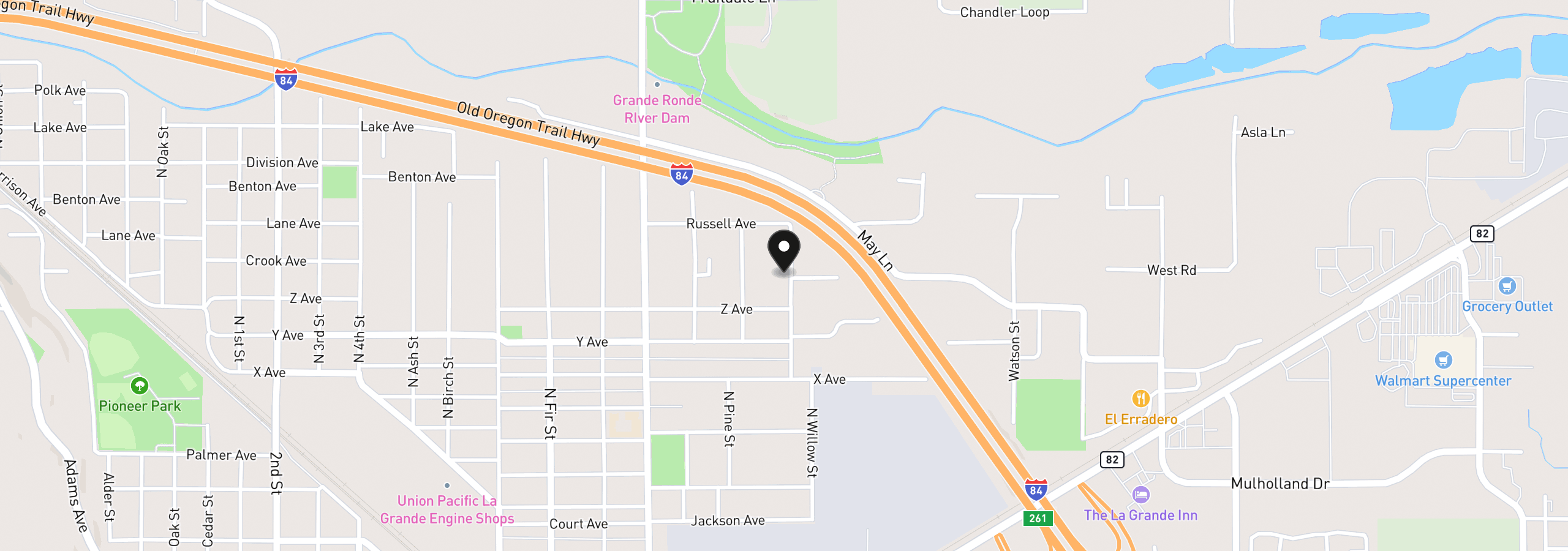 Map showing the location of 2708 N Cherry St, La Grande, OR 97850