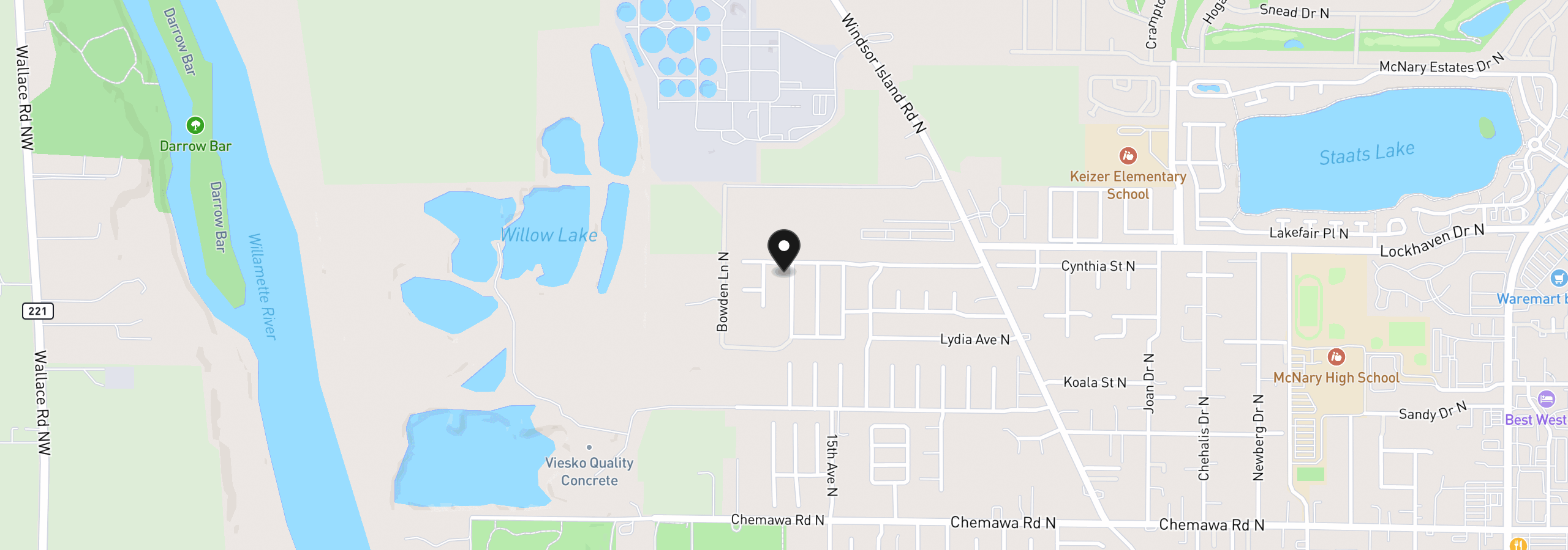 Map showing the location of 5437 Burbank St, Keizer, OR 97303