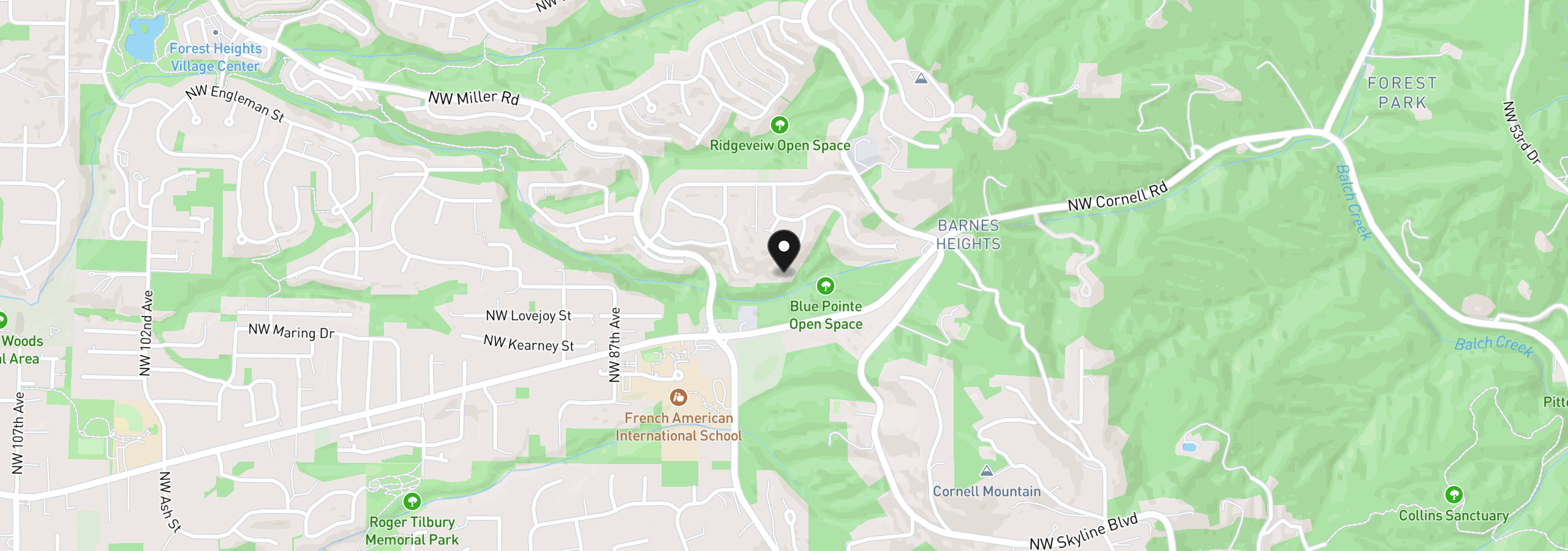 Map showing the location of 1136 NW Park Ridge Ln, Portland, OR 97229