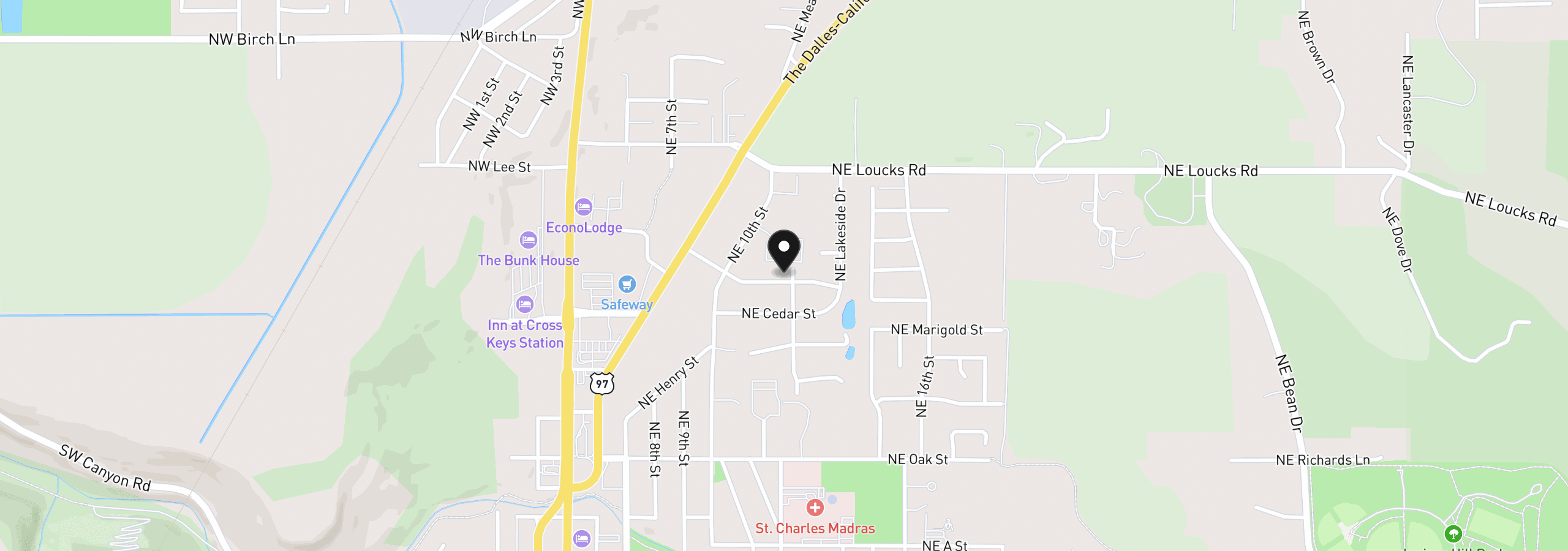 Map showing the location of 376 NE Chestnut St, Madras, OR 97741